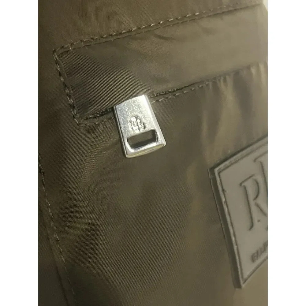 LAUREN Ralph Lauren green utility longline adjust waist stowaway hood logos L